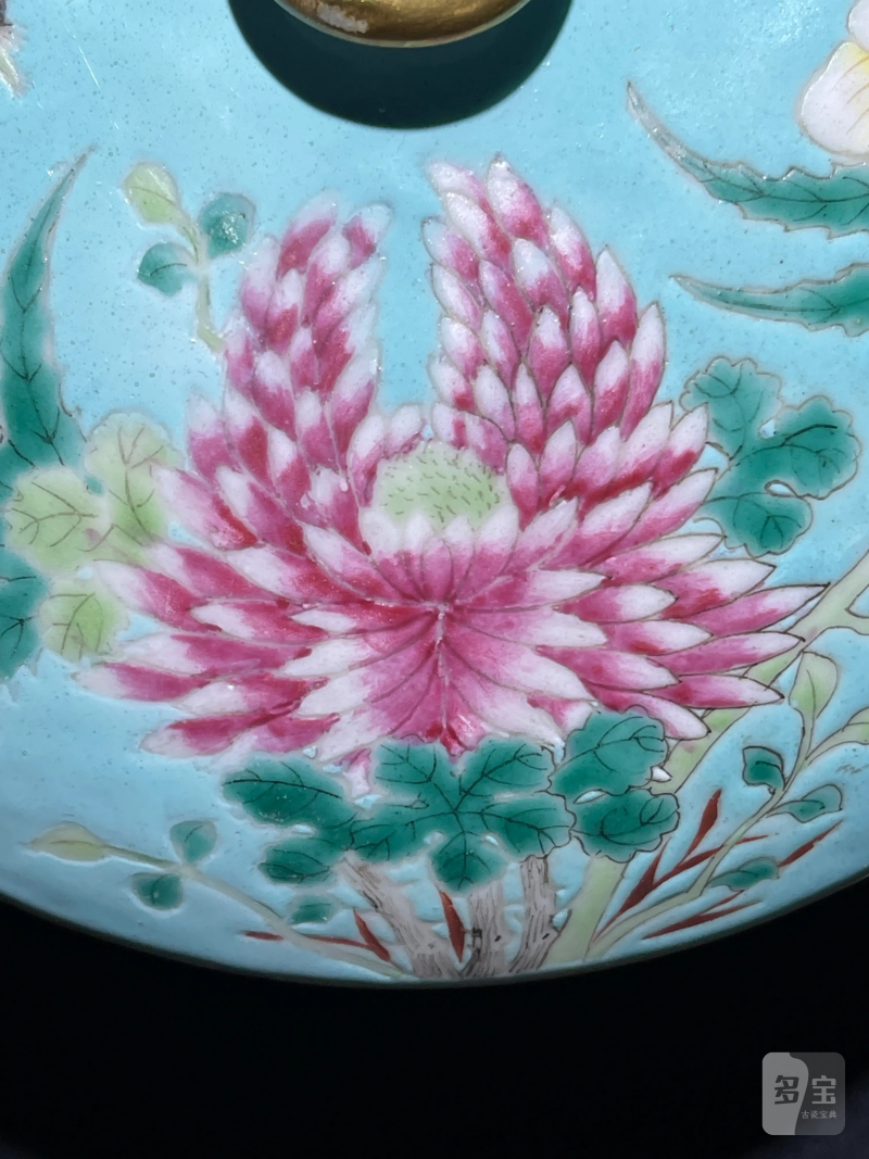 清光绪 松石绿地粉彩花鸟纹温锅 - 图22